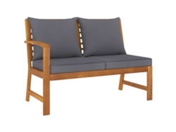 Banco De Jardín Madera De Acacia Y Cojines Gris Oscuro 114,5 Cm