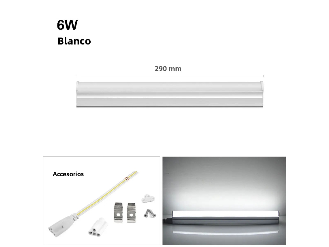 Tubo LED T5 de 30 cm de alto brillo con chips LED SMD 2835 integrados (blanco frío)