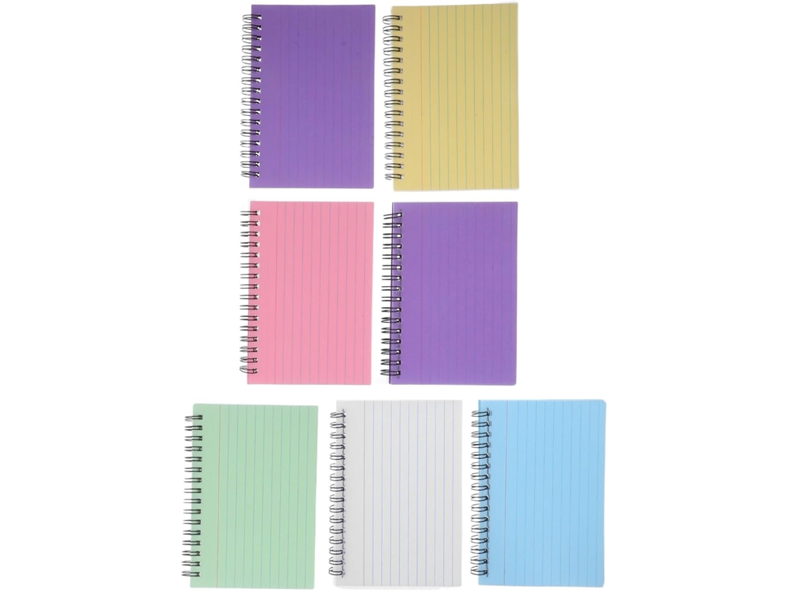 Juego De 7 Fichas De Índice En Espiral Multicolor, Bloc De Notas Portátil, Sin Líneas, Papel Grueso.