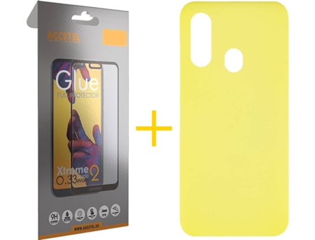 Carcasa + Protector de Pantalla Samsung A20e ACCETEL Full Amarillo