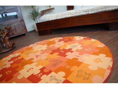 Alfombra Infantil Puzle Anaranjado Círculo (circulo 100 cm)