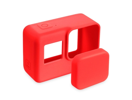Carcasa Protectora de Silicona y Tapa de Lente SLOWMOOSE para Cámara Go Pro Action 1 Rojo
