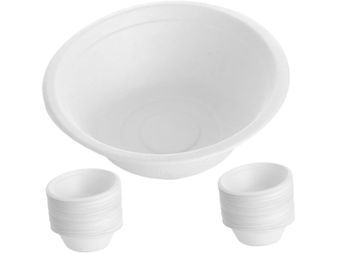 100 tazones de pulpa de papel biodegradables para entrega a domicilio y restaurantes. Chaberlu