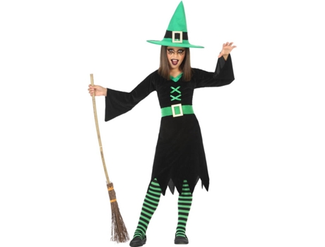 Disfraz de Niña DISFRAZZES Bruja Verde Y Negro (Talla: 3 a 4 años)