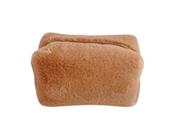 Bolsa De Maquillaje De Pelo Suave Y Fluffy Bonita Para Niñas, Bolsa De Cosméticos Portátil Marrón
