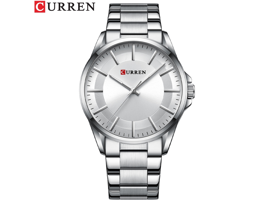 Reloj De Cuarzo Resistente Al Agua (blanco Plateado), Estilo Sencillo, Correa De Acero.