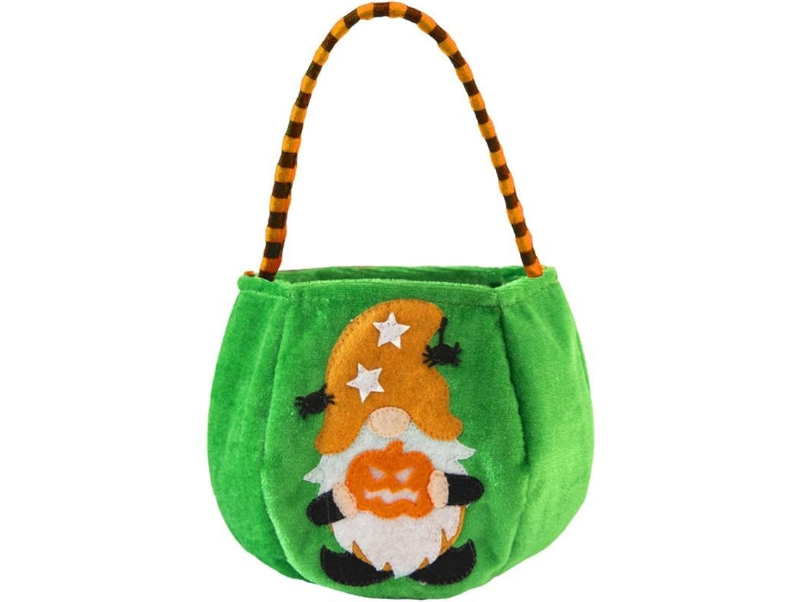 Bolso de Halloween de terciopelo dorado con Rodolfo y calabaza para fiestas dulces