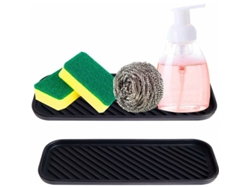 Organizador flexible para fregadero de cocina, soporte de esponja de silicona resistente al calor, bandeja de almacenamiento de secado rápido y uso multiusos.