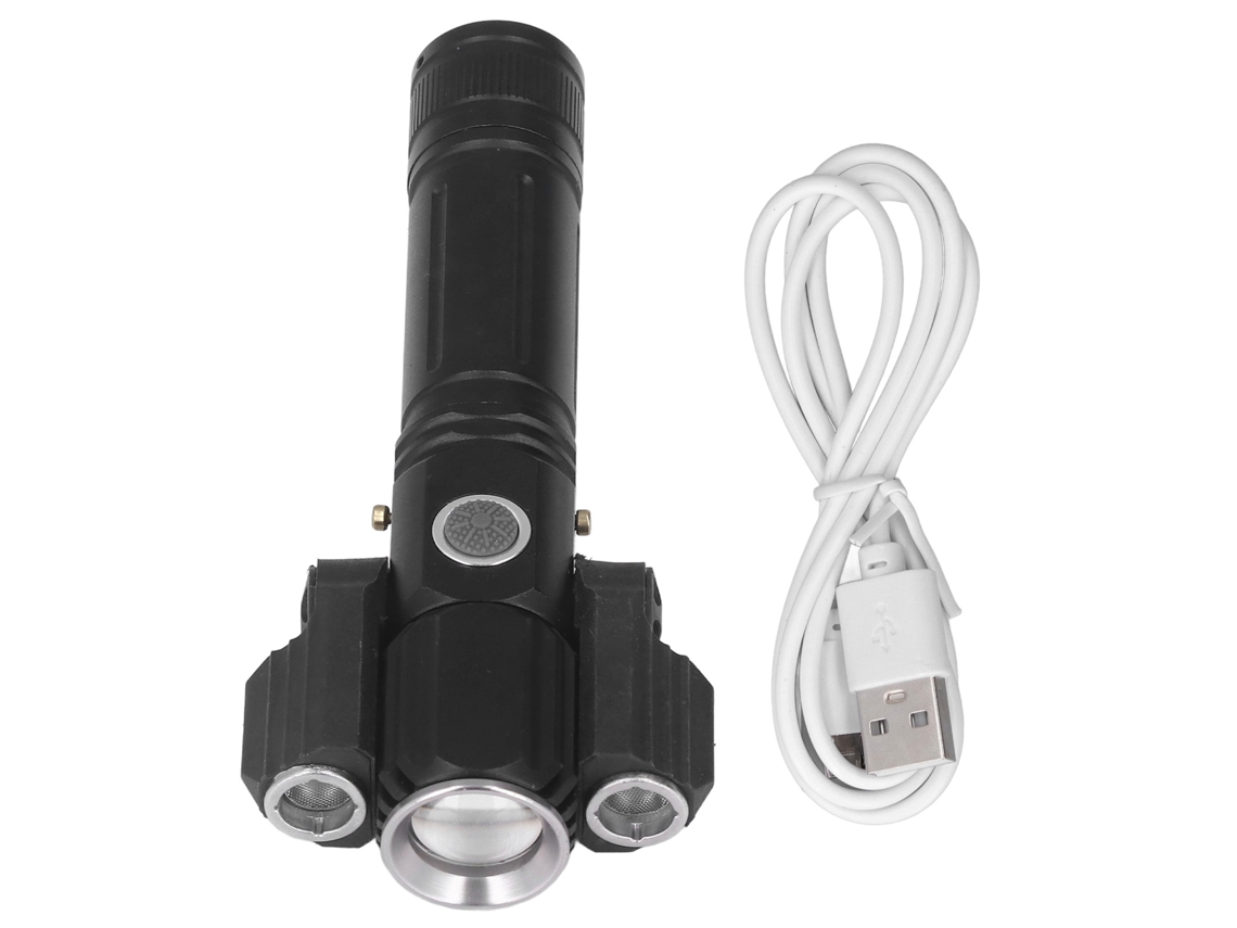 Rebe-linterna Led Exterior De Tres Cabezas Portátil Impermeable Con Enfoque Rotatorio Recargable Para Camping Y Ciclismo