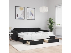 Sofá Cama Nido Con Cajones Terciopelo Negro 80x200 Cm