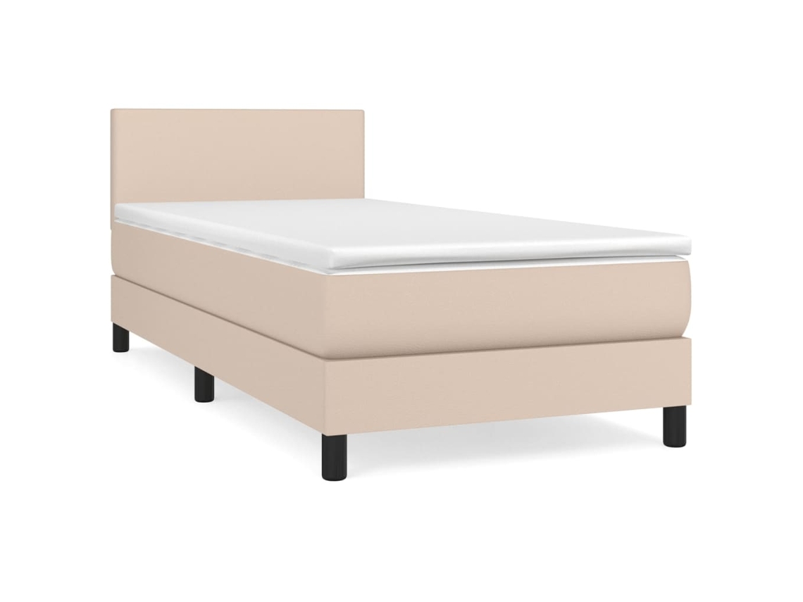 Maison Exclusive - Cama Box Spring Con Colchón Cuero Sintético Capuchino 80x200 Cm