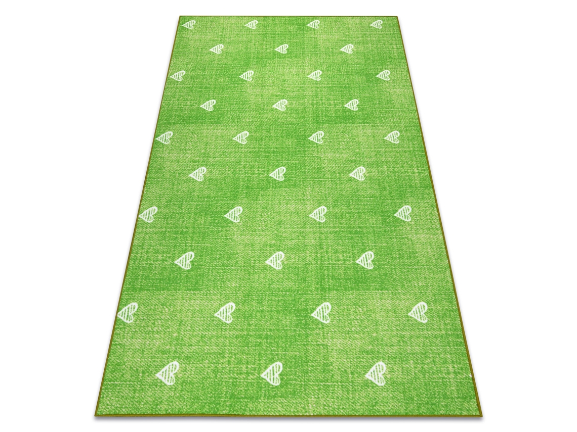 Alfombra Para Niños Hearts Jeans, Vintage Corazones - Verde (100 x 200 cm)