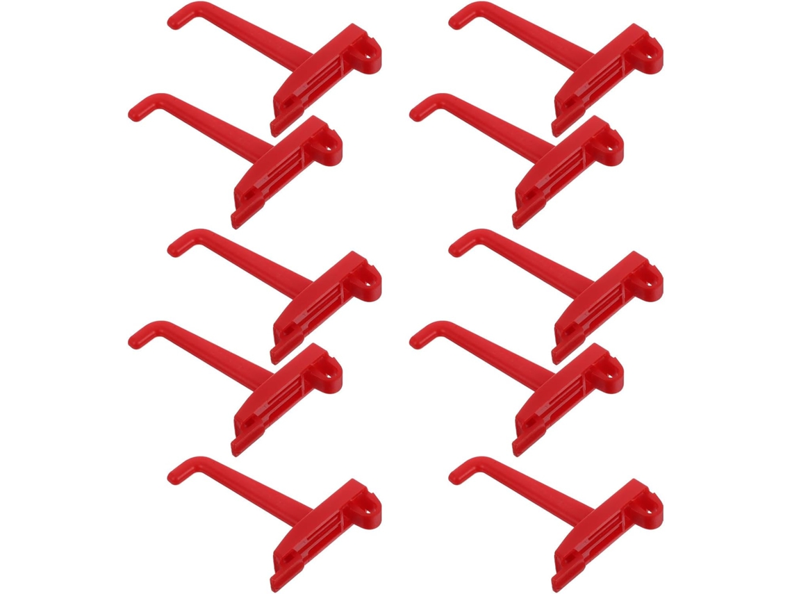 Juego De 10 Ganchos De Plástico Rojos Para Organización De Pared Multifuncional.