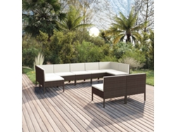Conjunto de jardín de 9 piezas con cojines de mimbre marrón DKD Home Decor