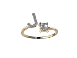 2026-anillo Ajustable De Metal Color Oro Con Letras A-z Iniciales De Cristal Para Mujeres Y Niñas