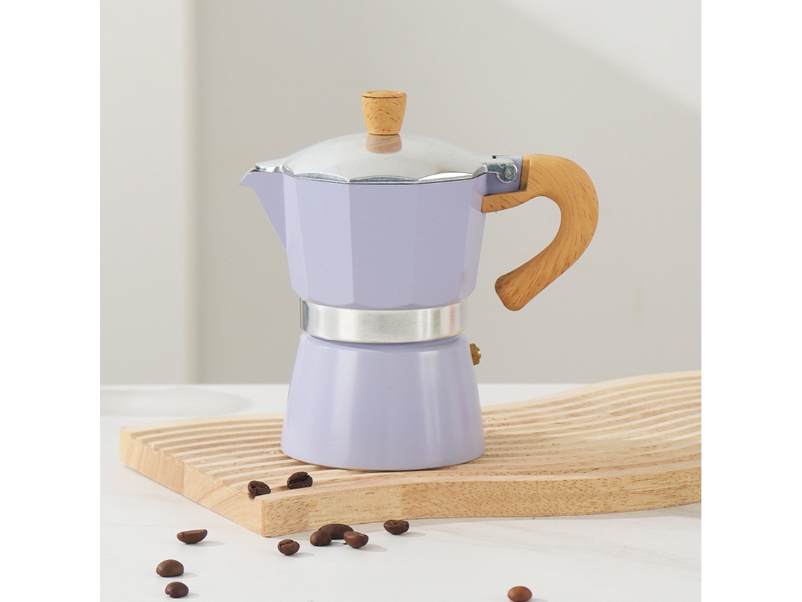 Cafetera italiana de aluminio con válvula única de 150 ml, color morado Chrui