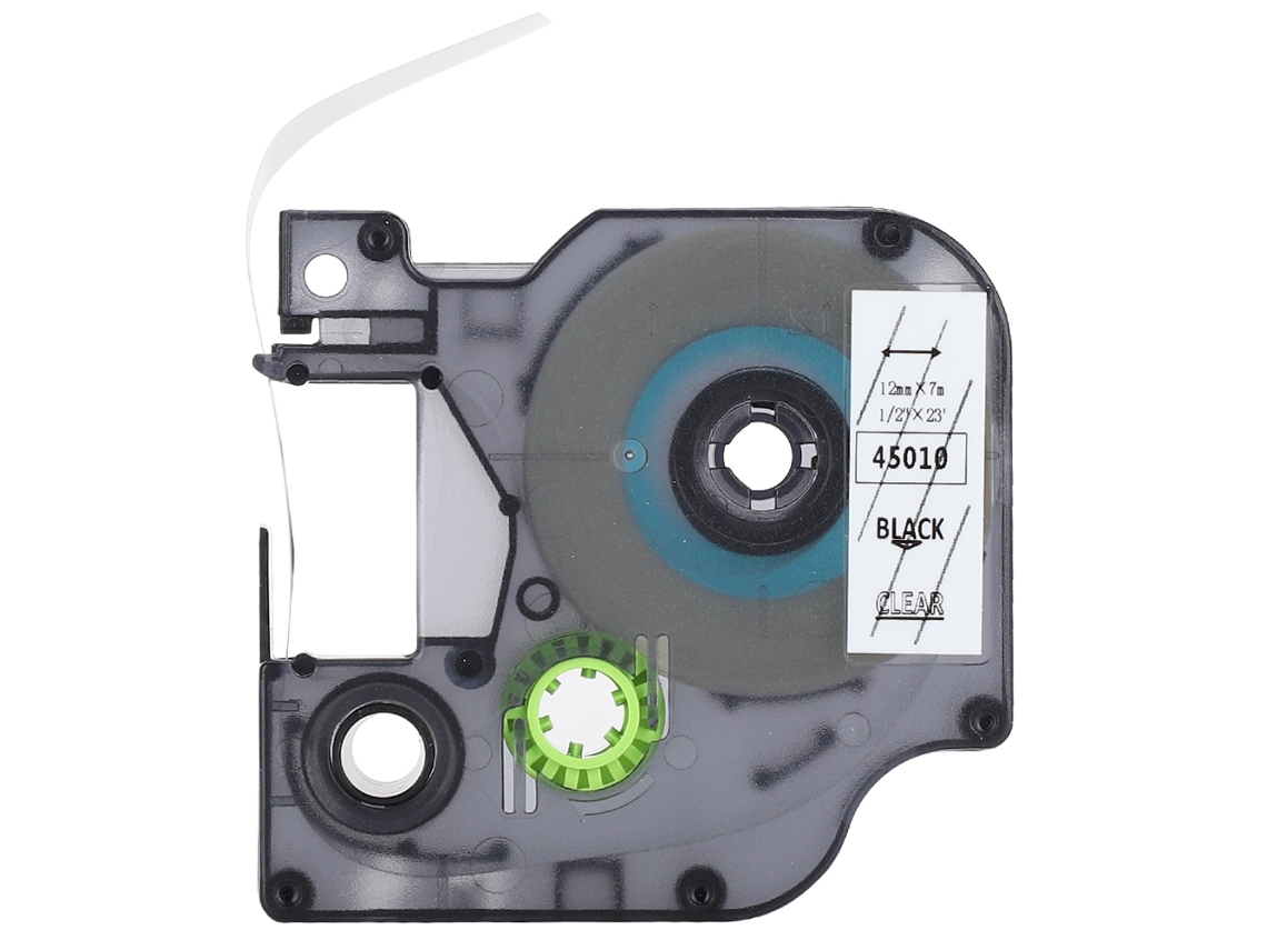 Cinta Etiquetadora Para Dymo D1 Papel De Impresión (12mm Negro Sobre Fondo Transparente 45010)
