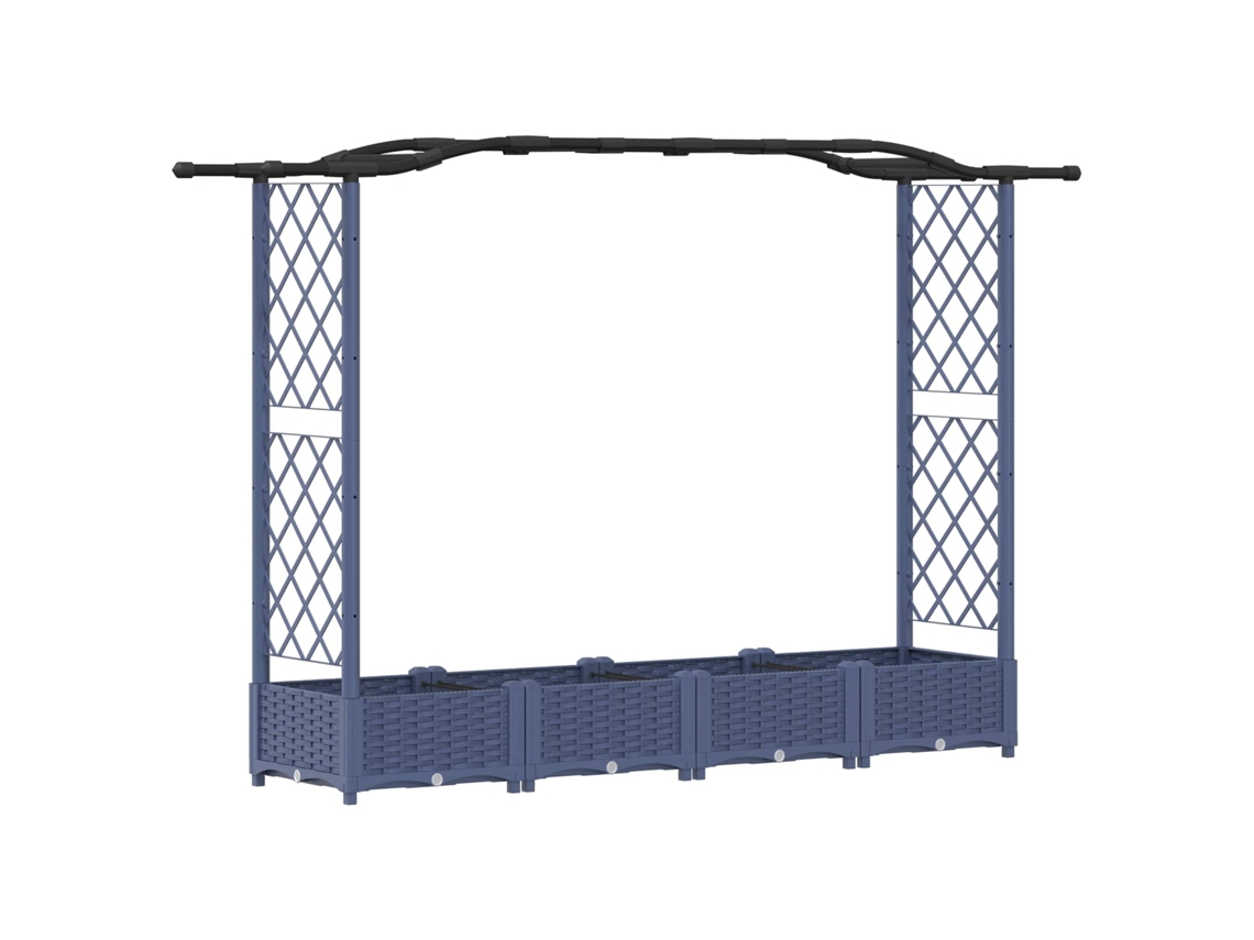 Cama elevada Vidaxl con enrejado y techo gris 207 x 40 x 126 cm