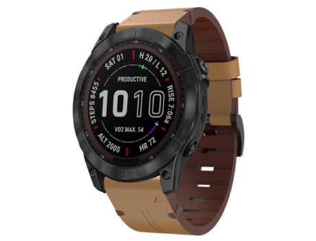 Correa Smartwatch para Garmin Fenix 7X 26mm Correa de Cuero con Hebilla de Acero (Marrón Claro)