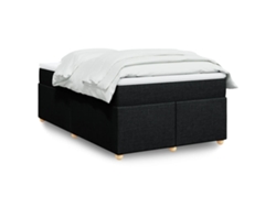Cama Box Spring Con Colchón Tela Negro 120x190 Cm