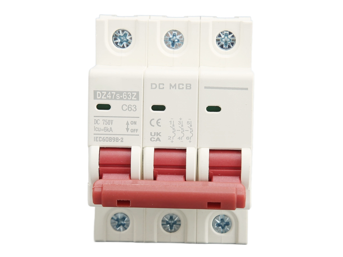Disyuntor Trifásico Miniatura 3p 750v Cc 63a 6000a Montaje En Riel Din Protección Contra Cortocircuitos