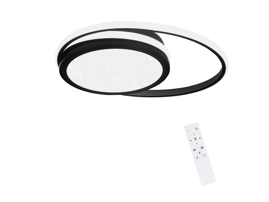 Luz de Techo Led Sala de Estar Lámpara Negra Regulable 56W Lámpara Redonda Moderna con Diseño de Cielo Estrellado para Estudio Hotel Oficina NETTLIFE