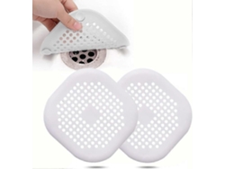 2 Protector De Desagüe De Silicona Con Ventosas, Blanco, Para Baños Y Cocinas, Captura Pelos Y Residuos