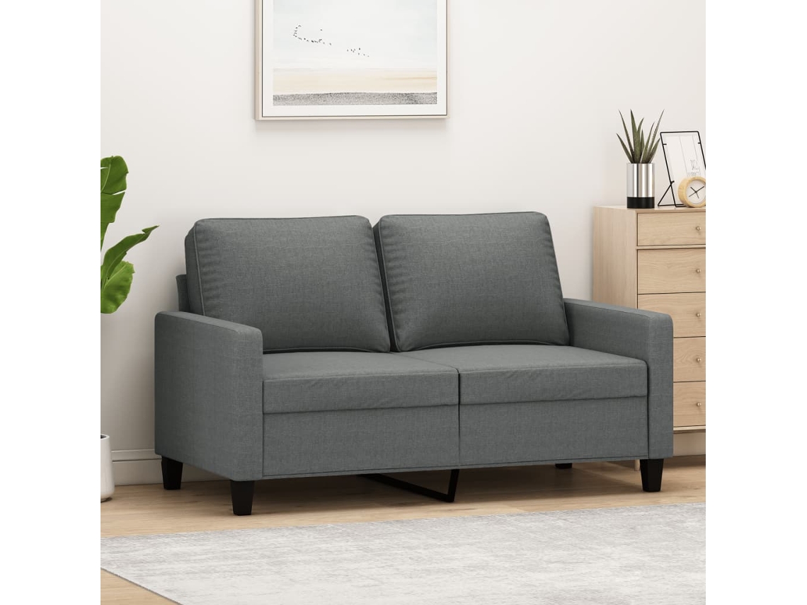 Sofá De 2 Plazas De Tela Gris Oscuro 120 Cm