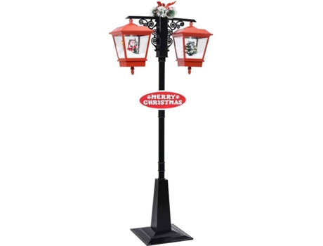 vidaXL Farola de Navidad con Papá Noel PVC negro y rojo 81x40x188 cm
