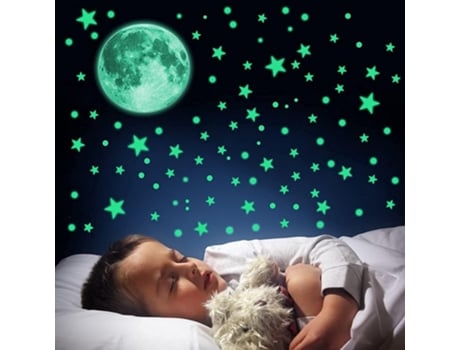 Estrellas que brillan en la oscuridad para el techo brillantes y estrellas y pegatinas de pared de luna llena calcomanías de pared luminosas estrel...