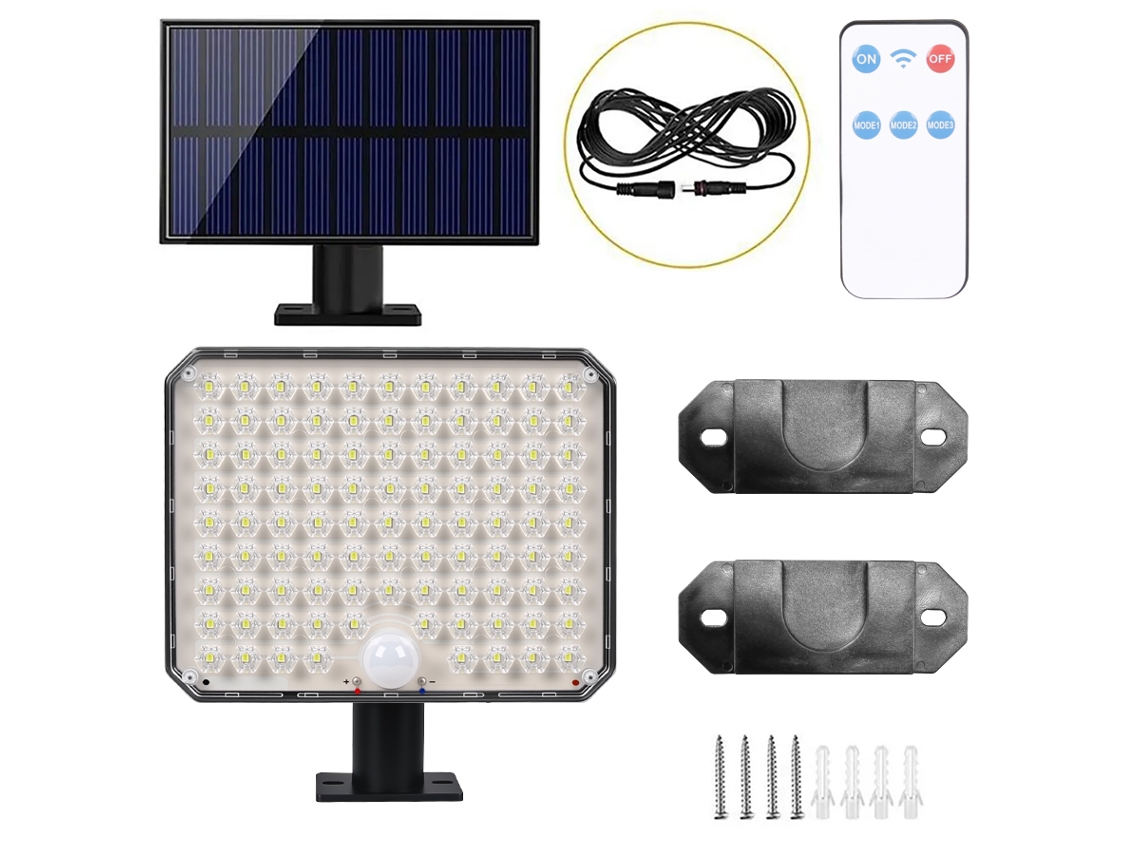 Lámpara solar exterior superbrillante con sensor de movimiento, 3 modos de iluminación, IP65, para jardín o pared. Aeuzwr