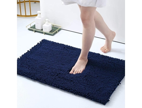 Tapete de Baño Antideslizante Microfibra de Chenilla Suave Azul BIGHUB