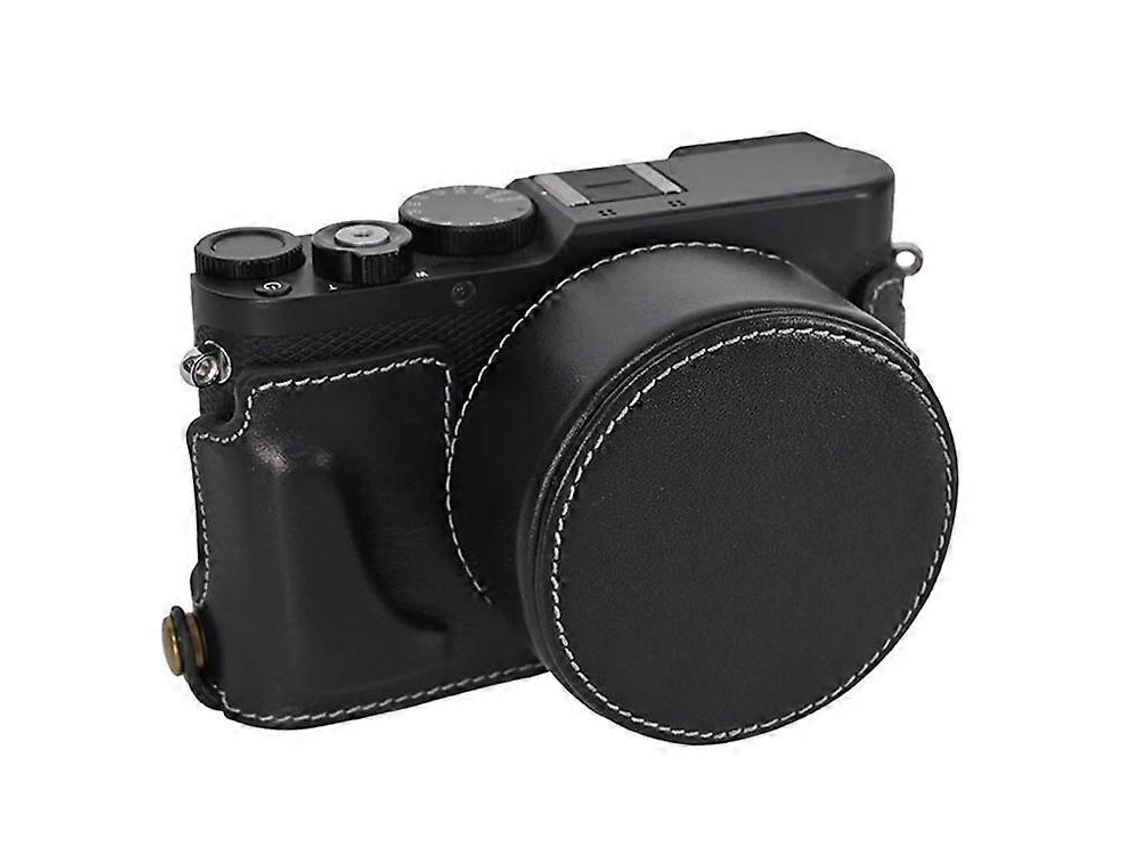 Funda protectora de cuero genuino compatible con la cámara Leica D Lux 8 con parasol Facpoet