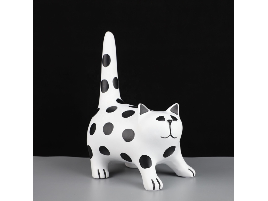Adorno de gato de resina con bolas para decoración del hogar y la mesa.
