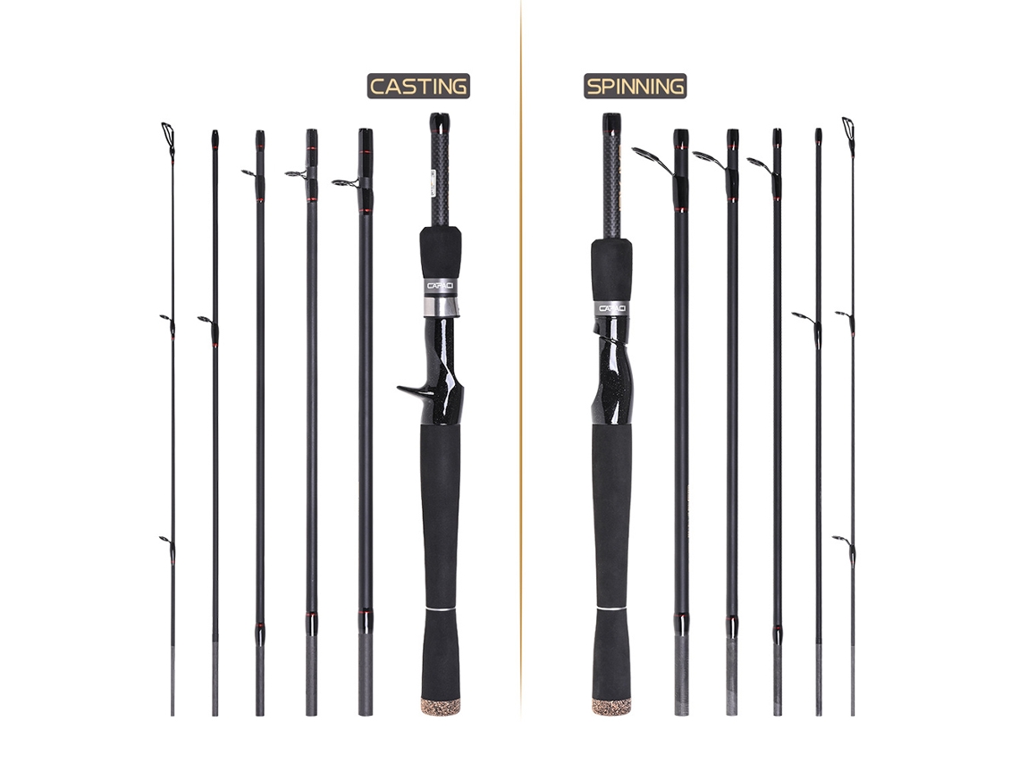 2026rebe-caña De Pesca Spinning Casting De Carbono 2.1m/2.4m 6 Secciones Lure Lightweight Tackle
