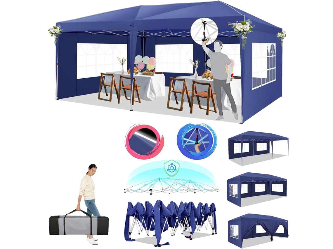 Gazebo plegable, fácil montaje, diseño impermeable, azul marino OEM