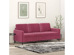 Sofá De 3 Plazas | Sofá De Salón | Sofá De Descanso De Terciopelo Rojo Tinto 180 Cm Wsd769105