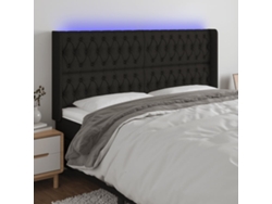 Cabecero Con Led De Tela Negro 203x16x118/128 Cm
