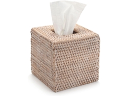 Caja De Pañuelos Decorativa De Ratán Blanco - Tejido Cuadrado