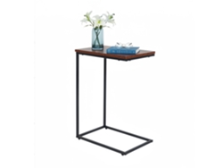 Mesa Auxiliar Relaxdays, Hxbxt: 61 X 45 X 30 Cm, Mdf, Metal, Forma En C, Mesa Para Sofá, Estilo Industrial, Marrón/negro