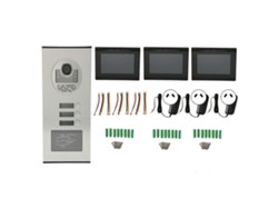 Sistema de videoportero con cámara HD, monitor de 7 pulgadas, RFID, filtro IR y luz dorada.