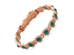Pulseira De Cobre, Bracelete De Terapia Magnética Cravejada De Diamantes, Pulseira Para Casal (ouro Rosa - Diamante Verde) Spqment