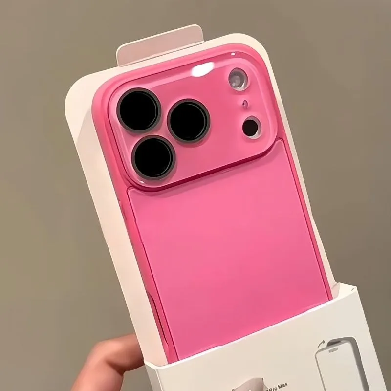 (rose Pink Iphone 15) Funda Protectora Para Cámara De Iphone, Cubierta Trasera Rígida A Prueba De Golpes Con Cristal Templado.