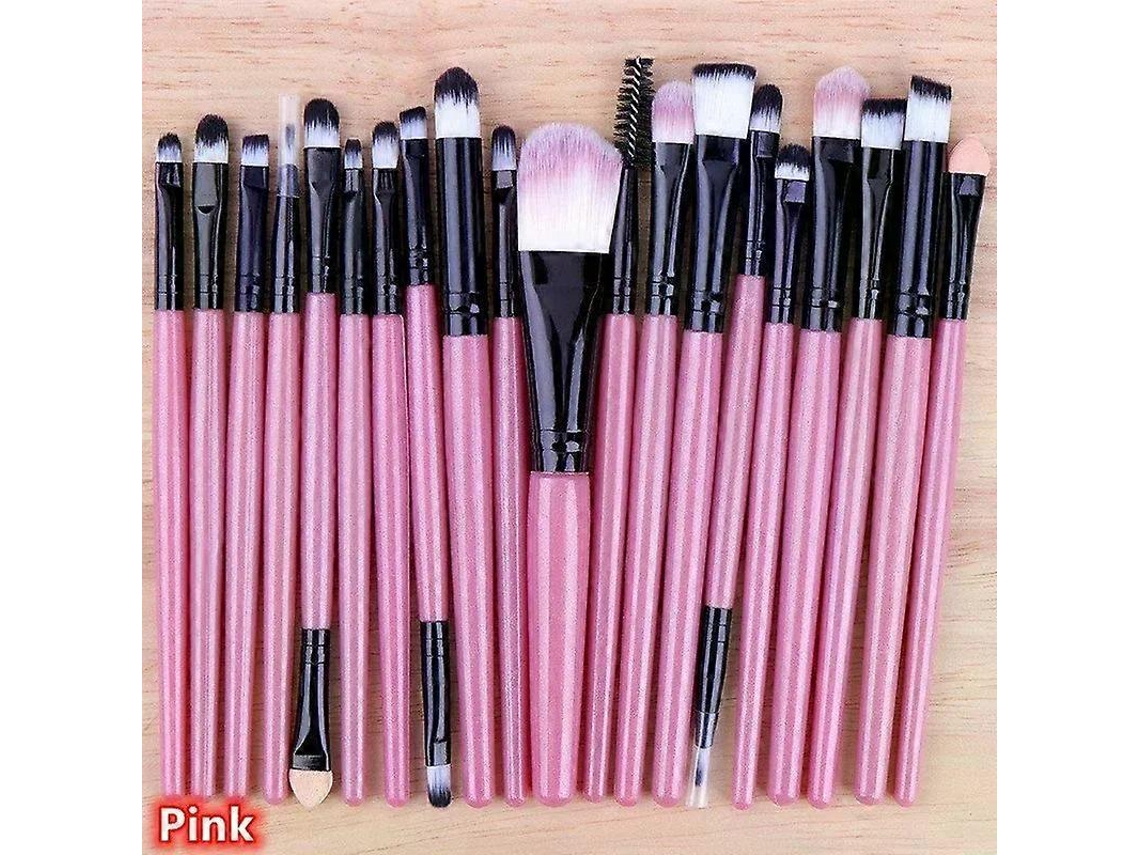 Juego de 20 brochas de maquillaje profesionales con mango de plástico para base, sombras de ojos y maquillaje. Rosewell