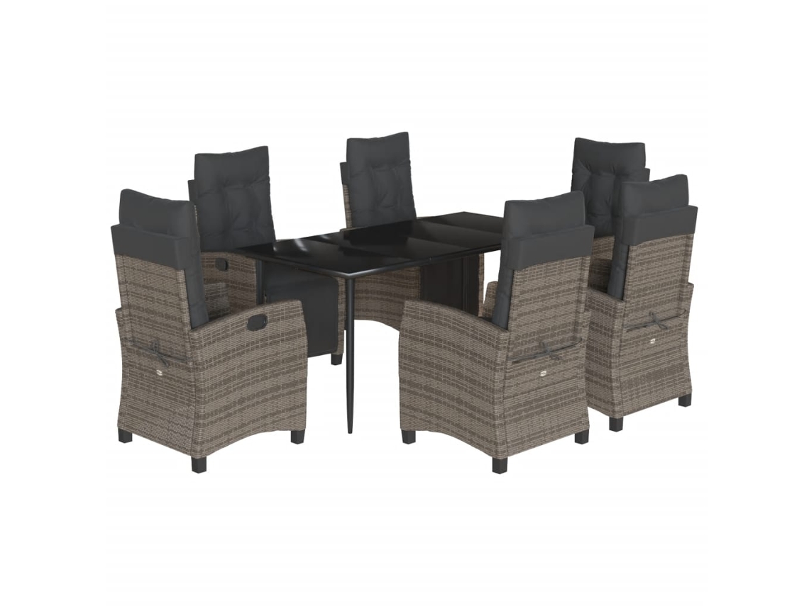 Maison Exclusive - Set Comedor Jardín 7 Pzas Y Cojines Ratán Sintético Gris