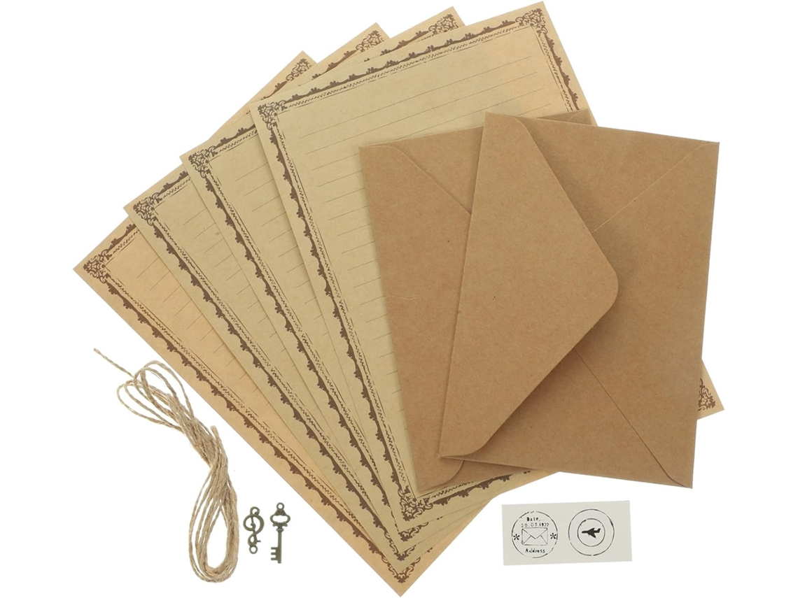 Juego De Papelería Vintage Para Cartas, 2 Juegos De Papel Grueso Tamaño Carta A5 Y