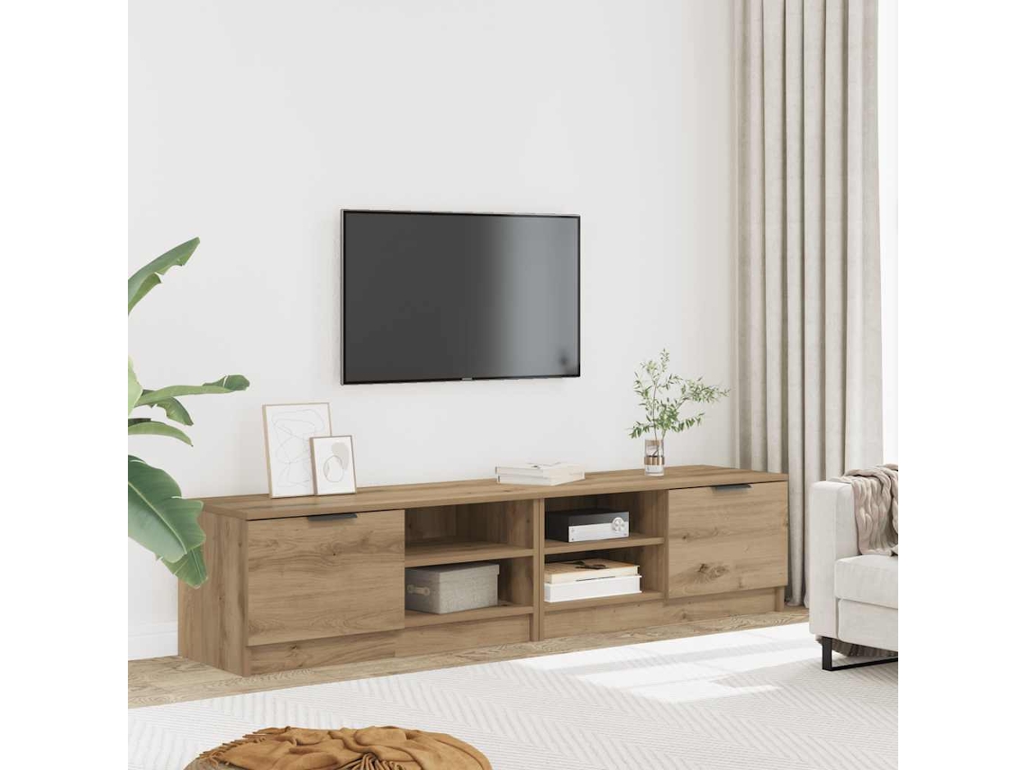 Mueble de TV de 2 piezas | Mueble de TV | Mueble de TV de 80 x 35 x 36,5 cm fabricado en madera de roble artesanal