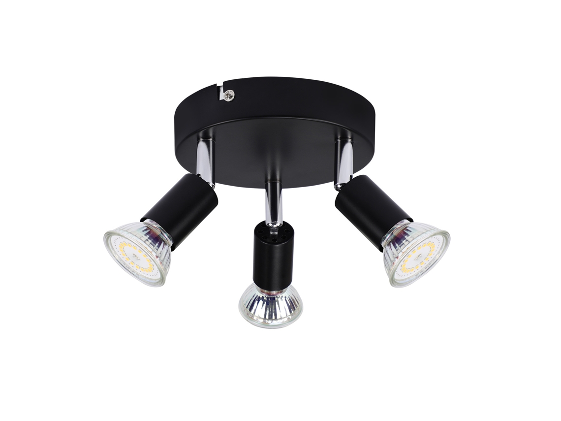 Techo de 3 Puntos Gu10 Metal Negro Ajustable Estilo Industrial para Interior Pasillo Cocina Salón Dormitorio Comedor NETTLIFE