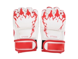 Omni-luvas De Mma Sem Dedo De Couro Pu Para Boxe, Sanda E Sacos De Pancada Com Base Branca E Garras Vermelhas
