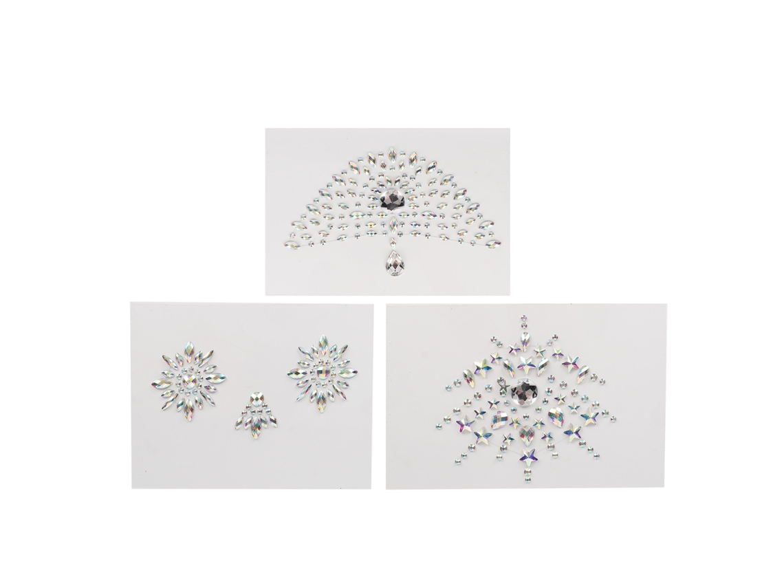 3 Conjuntos De Joyas Para Pecho Adhesivas Para Maquillaje De Festivales De Mujeres